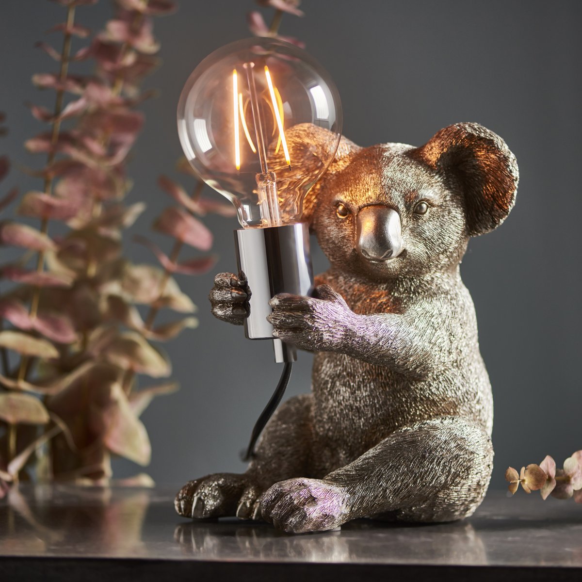 ENDON 95081 Cosmo Koala Tischleuchte 1-flammig Silber-Vintage Chrome