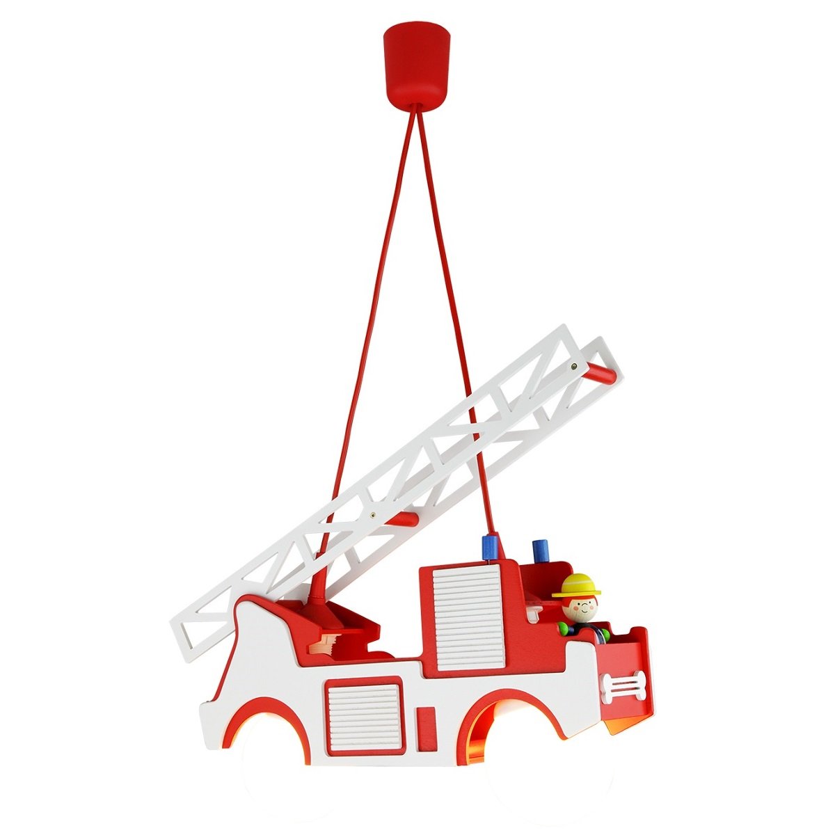 Elobra No. 125694 Pendelleuchte Feuerwehr mit Fred 2-flammig, Rot, Wei�
