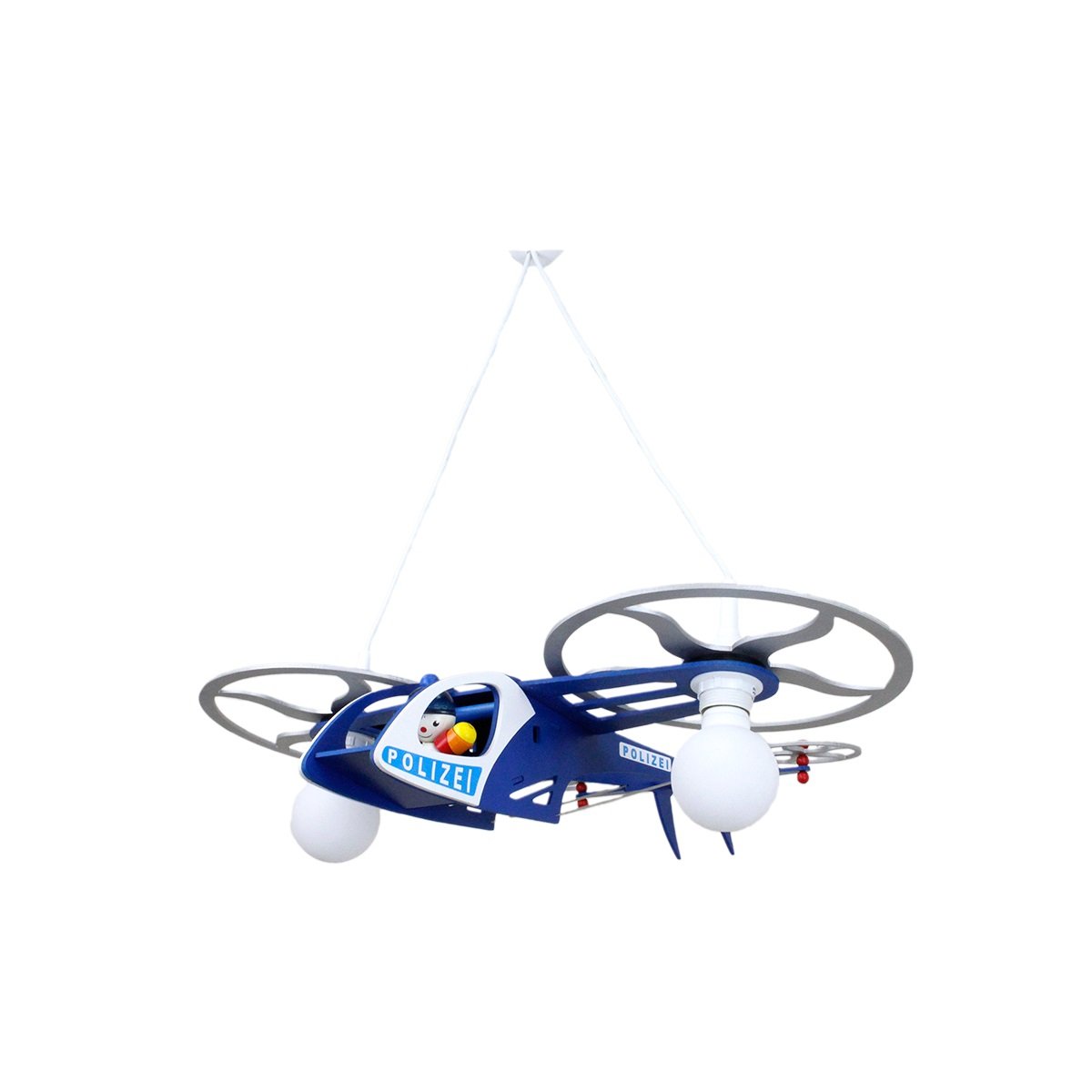 Elobra No. 127988 Pendelleuchte Polizei Helikopter mit Joe 2-flammig, Blau, Wei�, Silber