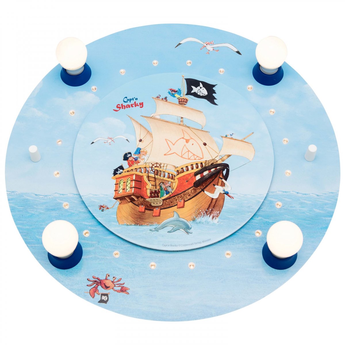 Elobra No. 130797 Deckenleuchte Capt'n Sharky auf hoher See 4-flammig, Hellblau