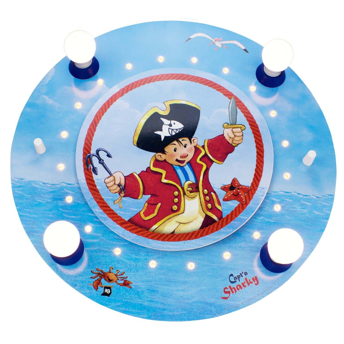 Elobra No. 130834 Deckenleuchte Capt'n Sharky in See 4-flammig, Blau