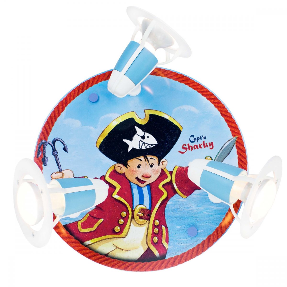 Elobra No. 130841 Deckenleuchte Rondell Capt'n Sharky in See 3-flammig, Blau