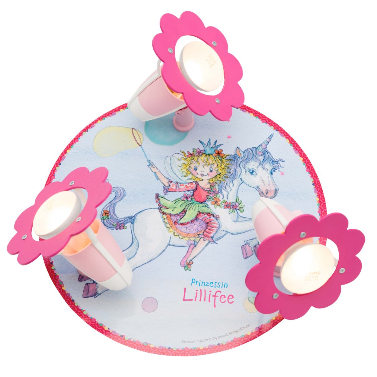Elobra No. 130933 Deckenleuchte Rondell Prinzessin Lillifee Einhorn 3-flammig, Rosa
