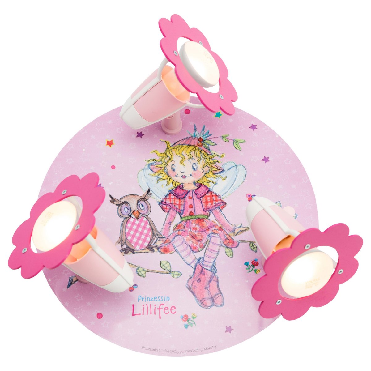 Elobra No. 131022 Deckenleuchte Rondell Prinzessin Lillifee mit Eule 3-flammig, Rosa