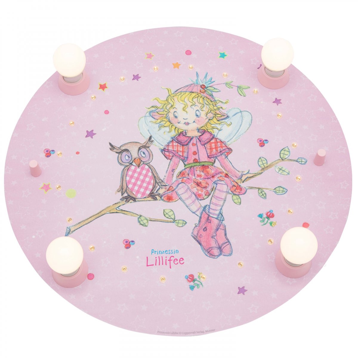 Elobra No. 131046 Deckenleuchte Prinzessin Lillifee mit Eule 4-flammig, Rosa