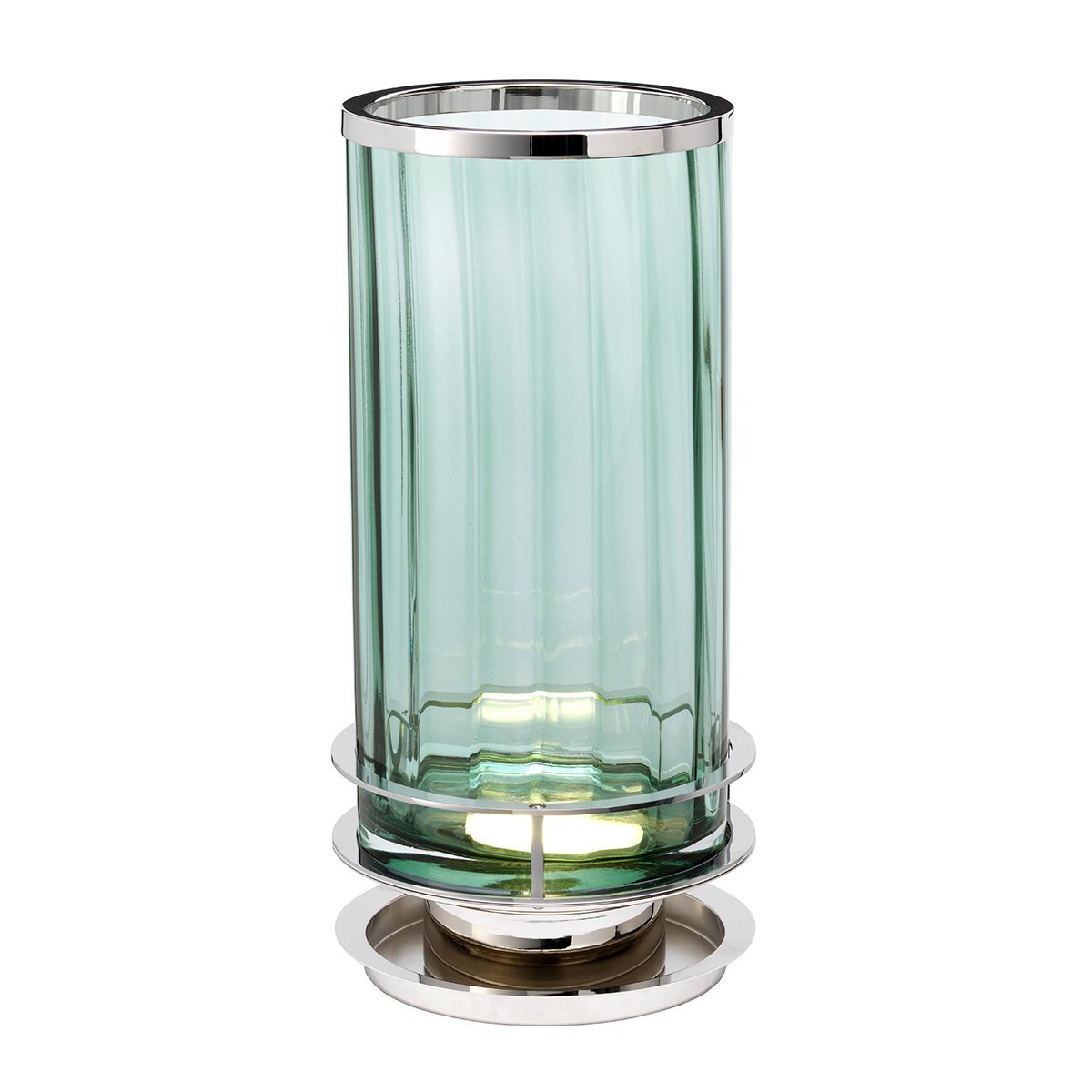 Elstead Arno Tischlampe Glas Gr�n Nickel poliert 35cm