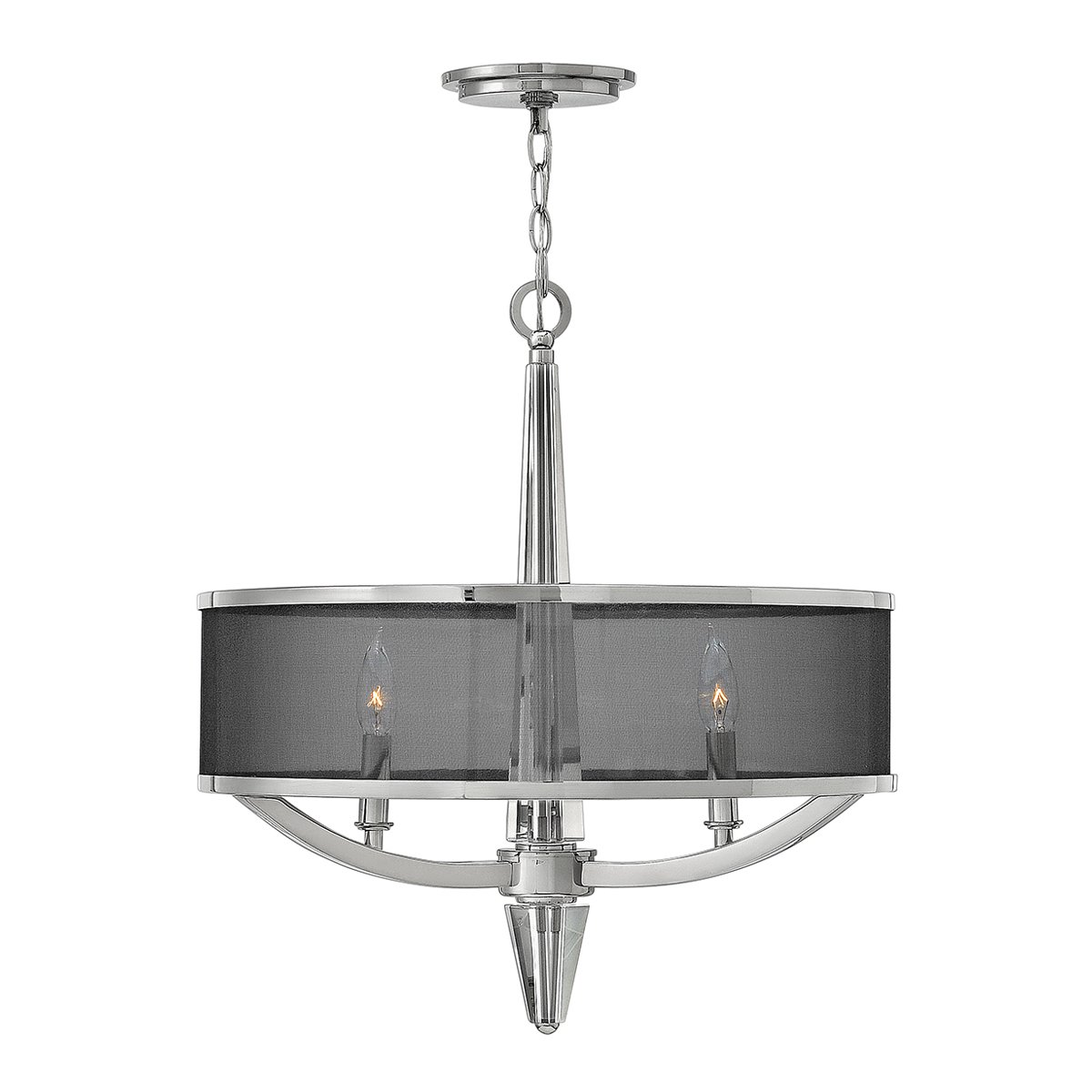 Elstead Ascher 3-flammige H�ngeleuchte Nickel poliert Organza Schirm