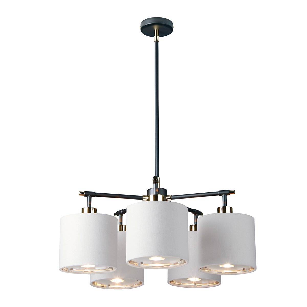 Elstead Balance Pendelleuchte 5-flammig schwarz Lampenschirm weiss E27