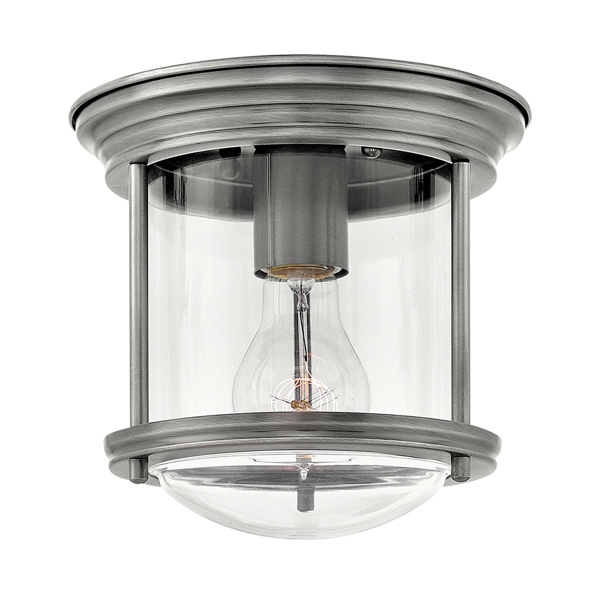 Elstead Hadrian 1 Light Deckenleuchte Klarglas Nickel antik IP44