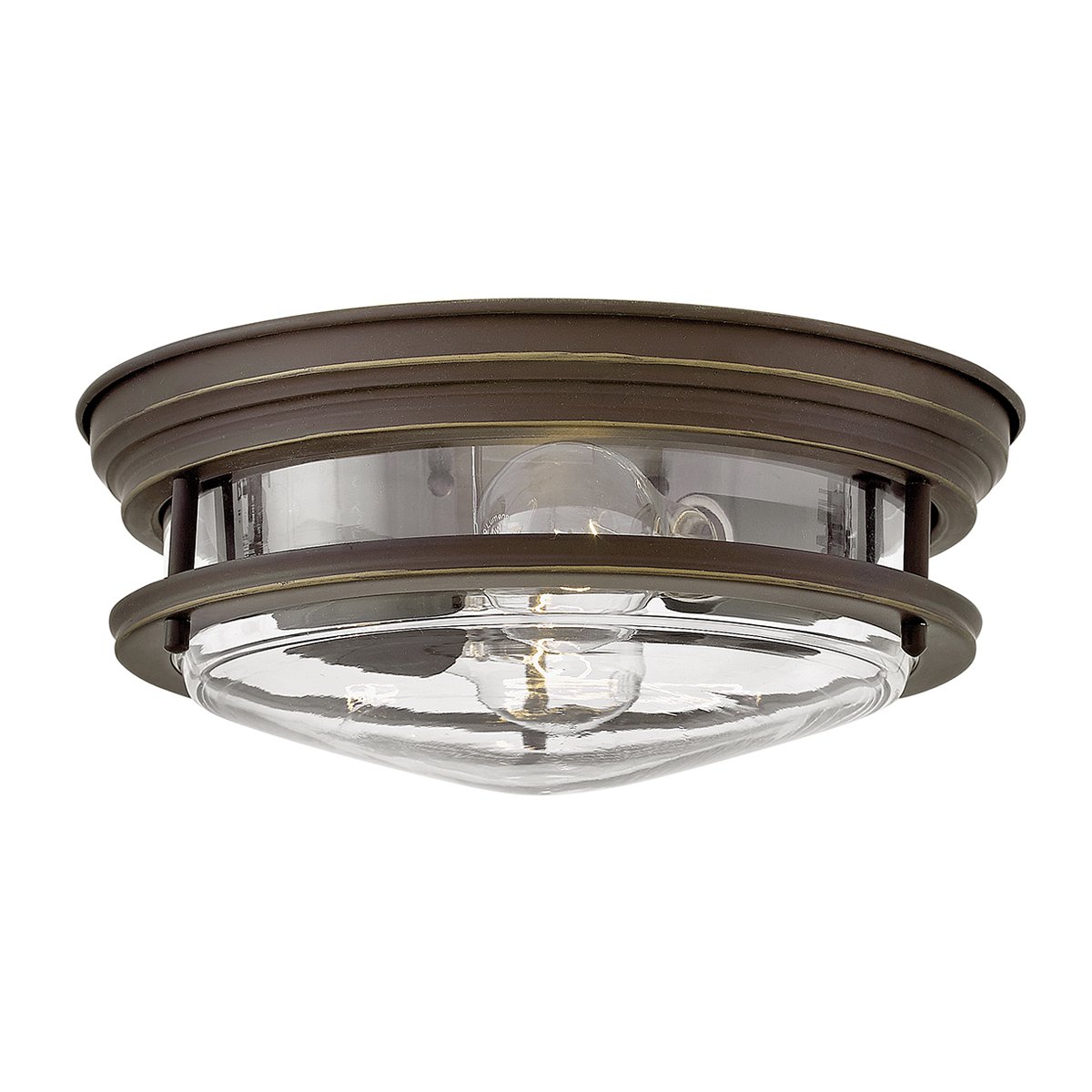 Elstead Hadrian 2 Light Deckenleuchte Glas klar �lgeriebene Bronze