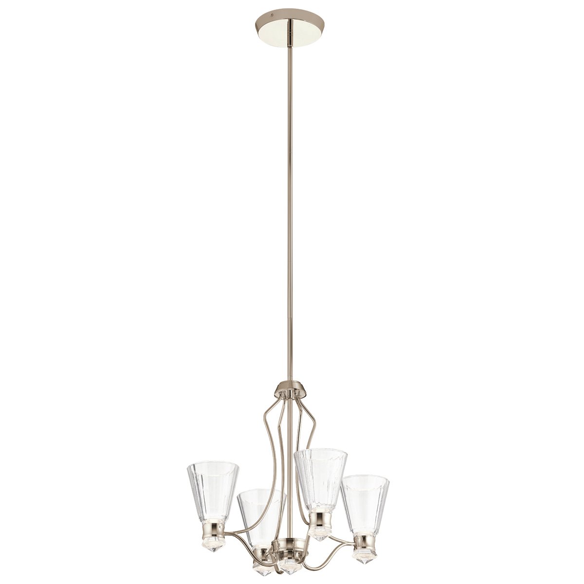 Elstead Kayva LED Kronleuchter 4-flammig Nickel Glas klar 3000K