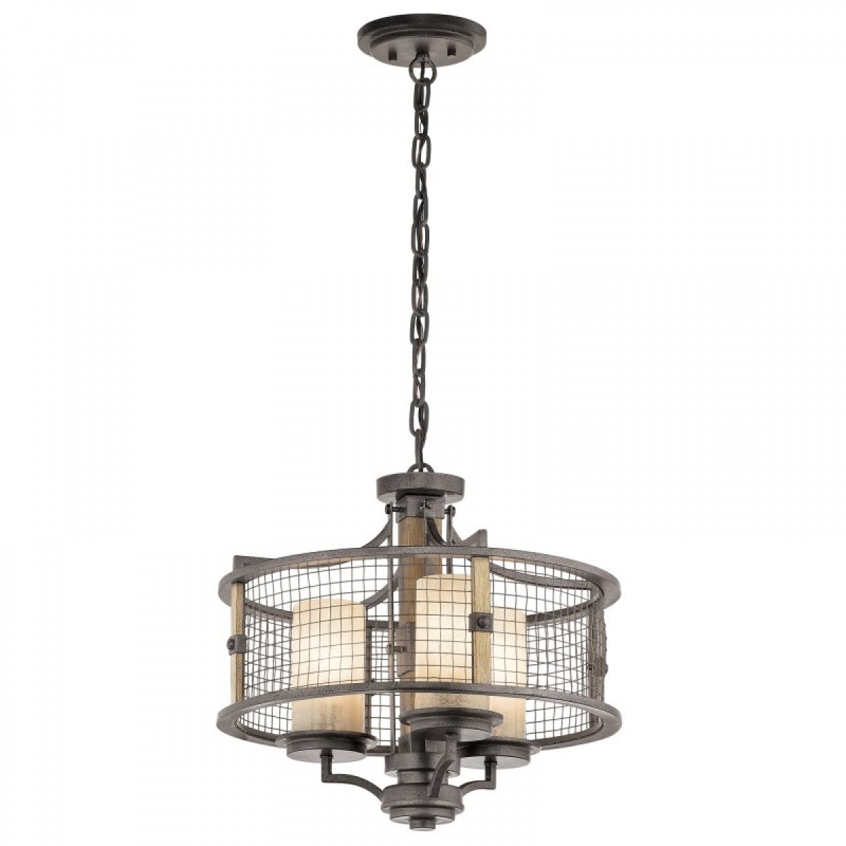 Elstead Lighting Ahrendale 3-Light Kronleuchter 3-flammig E27 stahlgrau