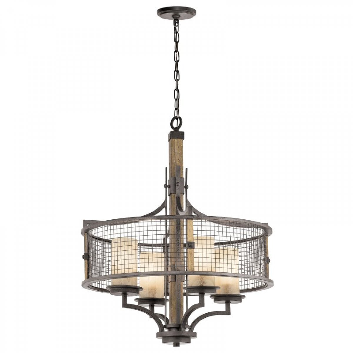 Elstead Lighting Ahrendale 4-Light Kronleuchter  4-flammig E27 stahlgrau