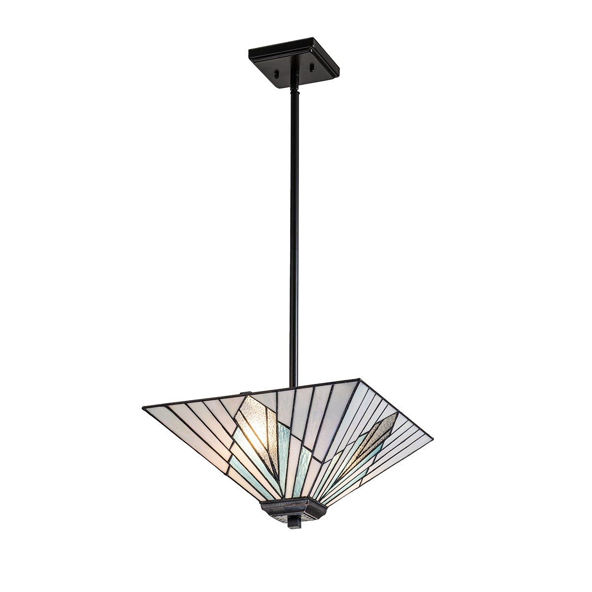 Elstead Lighting Alderley Pendelleuchte Trio-Mount 2-Light Bronze E27 Tiffany mehrfarbig
