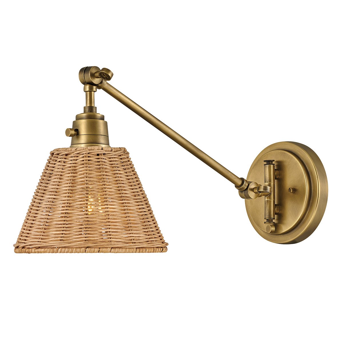 Elstead Lighting Arti 1 Wandleuchte Traditionelles Messing nat�rlicher Rattanschirm