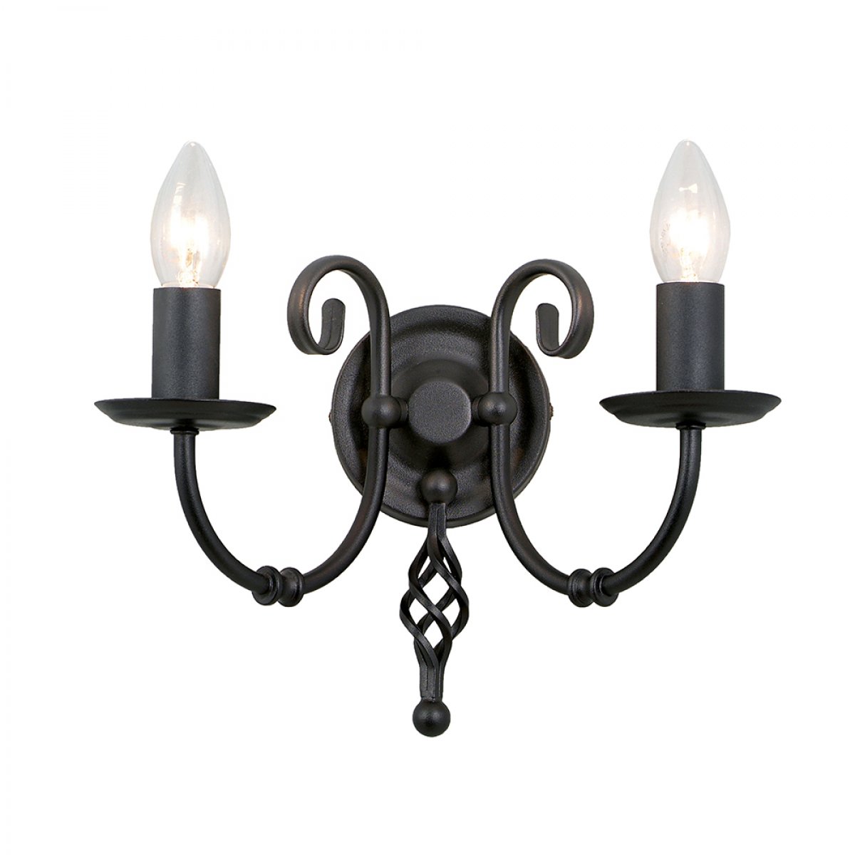 Elstead Lighting Artisan 2-Light Wandleuchte Schwarz 2-flammig E14