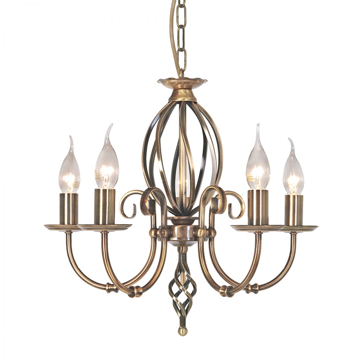 Elstead Lighting Artisan 5-Light Kronleuchter Messing geb�rstet 5-flammig E14