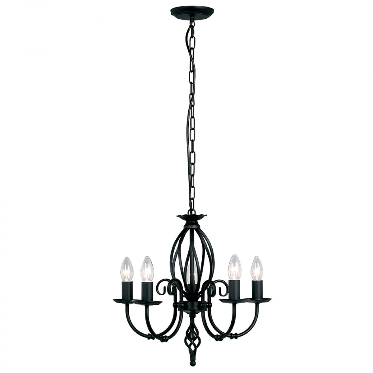 Elstead Lighting Artisan 5-Light Kronleuchter Schwarz 5-flammig E14