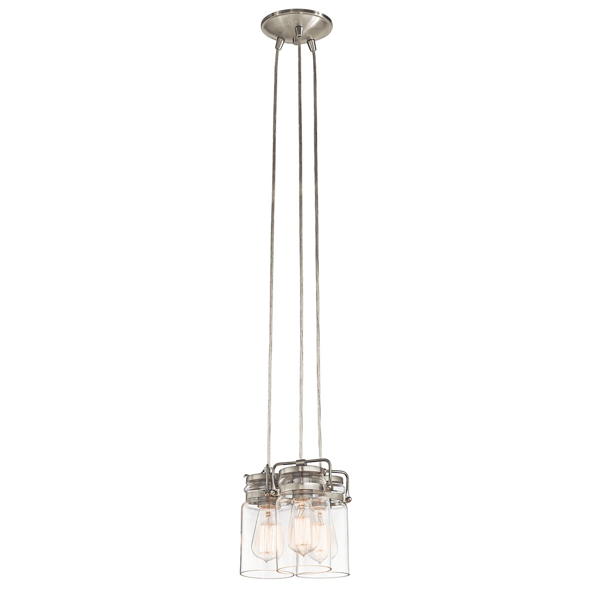 Elstead Lighting Brinley 3-Light Pendelleuchte 3-flammig E27 Nickel geb�rstet