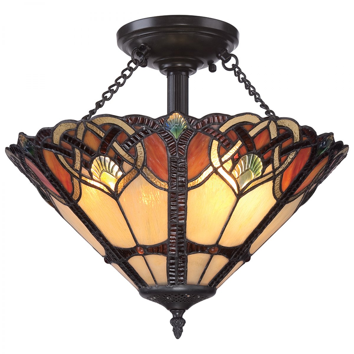 Elstead Lighting Cambridge Deckenleuchte Semi-Flush 2-Light Tiffany-Stil Bronze E27