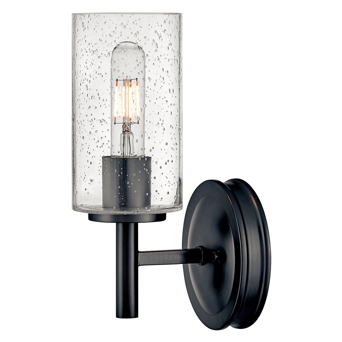 Elstead Lighting Collier 1-Light Wandleuchte Schwarzoxid Saatglas E27