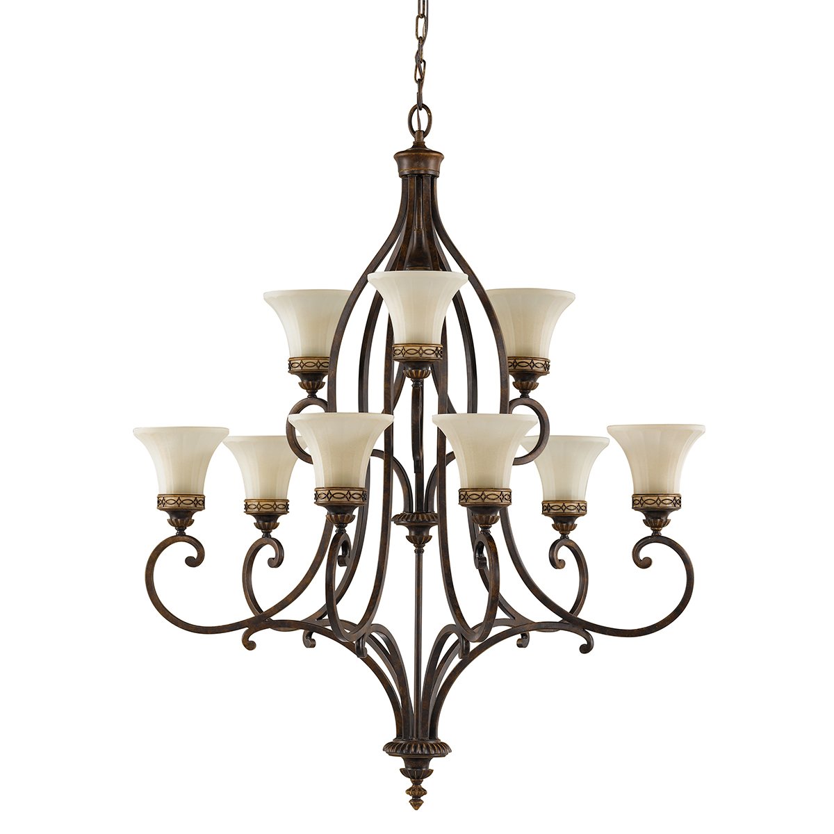Elstead Lighting Drawing Room Kronleuchter 9-Light Wallnuss Braun E27