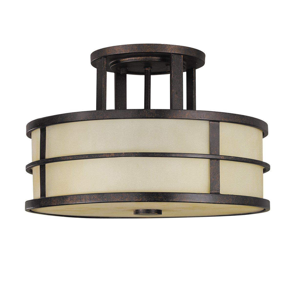 Elstead Lighting Fusion Deckenleuchte 3-Light Semi-Flush Bronze Amber 35cm E27