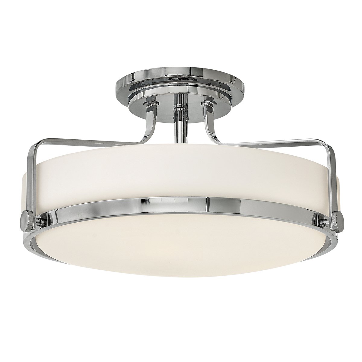 Elstead Lighting Harper Deckenleuchte Semi-Flush Medium 3-Light Chrom poliert Opalglas E27