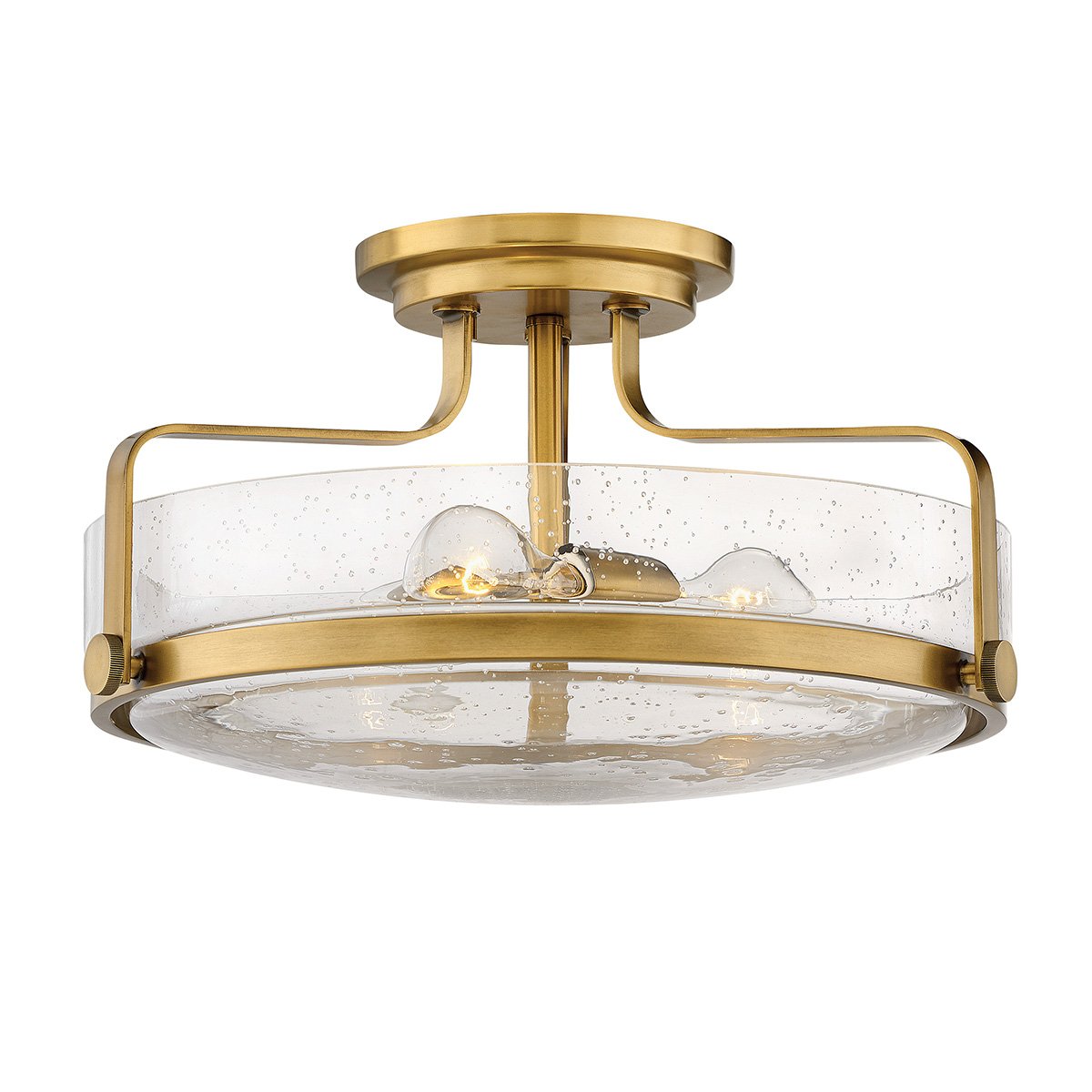 Elstead Lighting Harper Deckenleuchte Semi-Flush Medium 3-Light Messing Klarglas E27