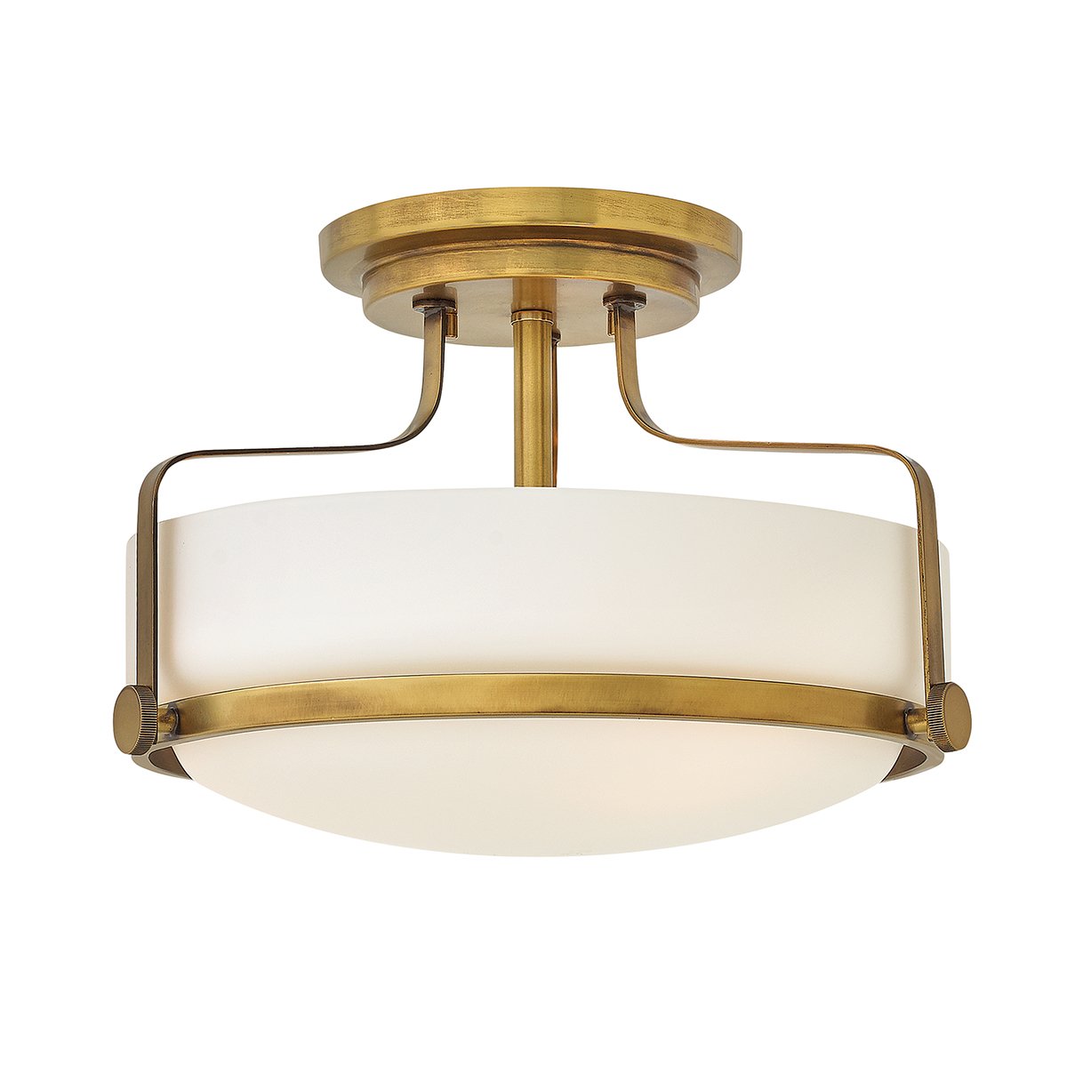 Elstead Lighting Harper Deckenleuchte Semi-Flush Small Messing Opalglas E27