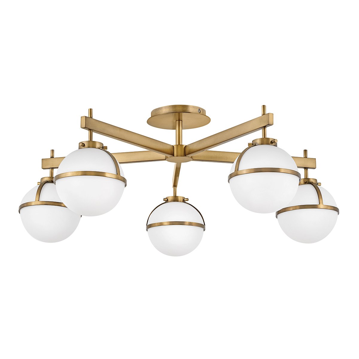Elstead Lighting Hollis Deckenleuchte Semi-Flush 5-Light Messing Opalglas E14 IP44