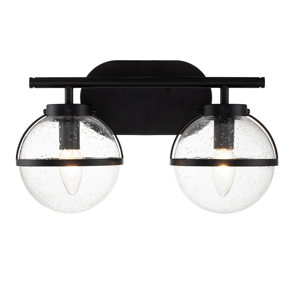 Elstead Lighting Hollis Wandleuchte 2-Light Schwarz Klarglas E14 IP44