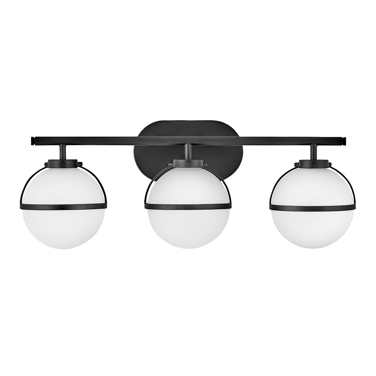 Elstead Lighting Hollis Wandleuchte 3-Light Schwarz Opalglas E14 IP44