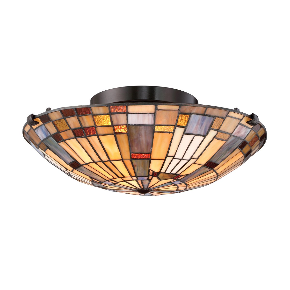 Elstead Lighting Inglenook Deckenleuchte 2-flammig Bronze Kunstglasschirm