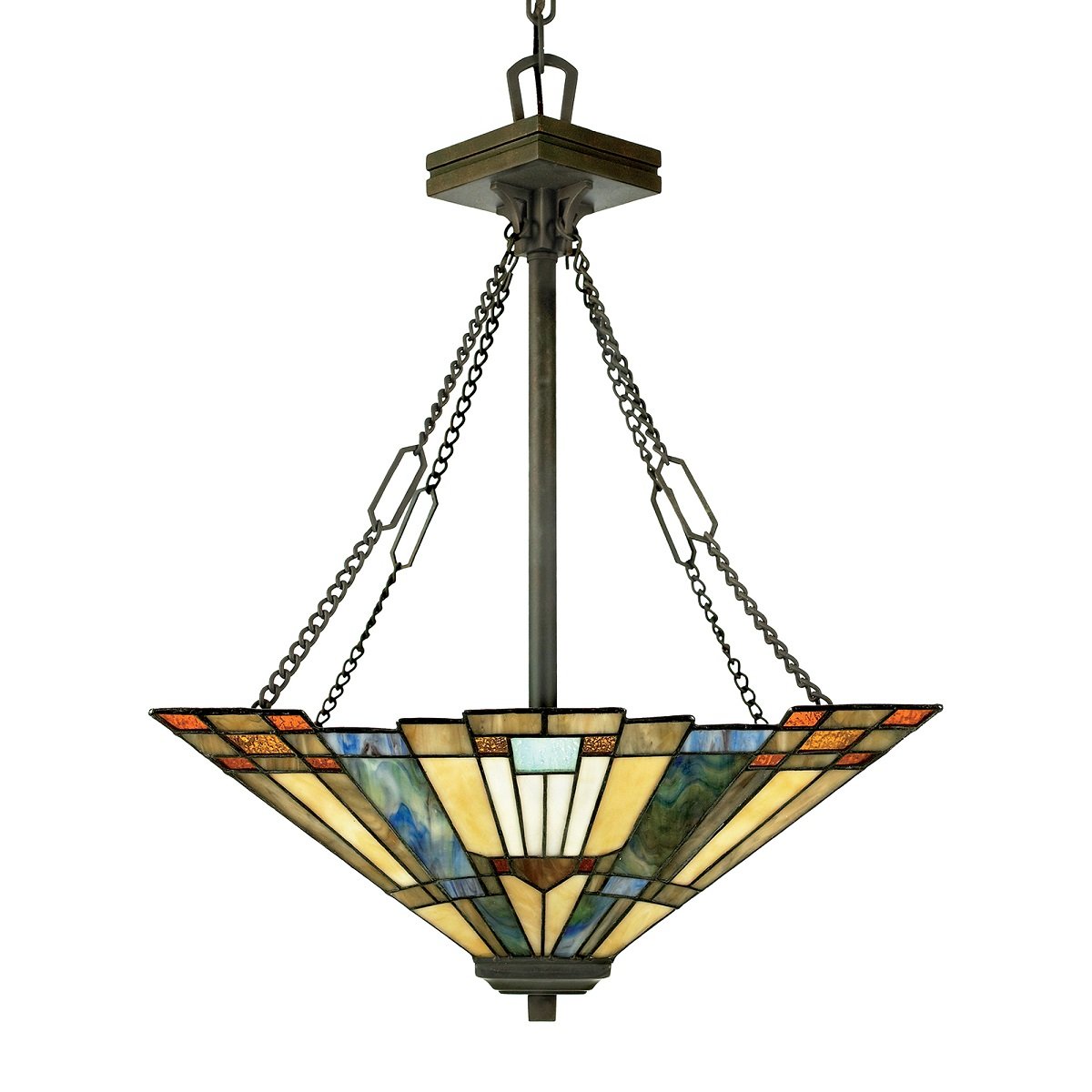 Elstead Lighting Inglenook Pendelleuchte 3-Light Up Tiffany-Stil Bronze E27