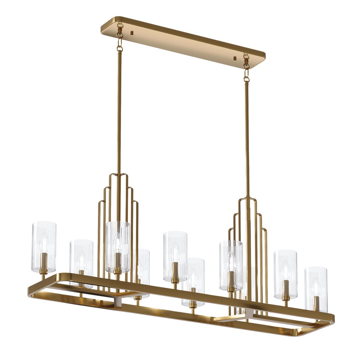 Elstead Lighting Kimrose Kronleuchter linear 10-Light Messing geb�rstet Klarglas E14