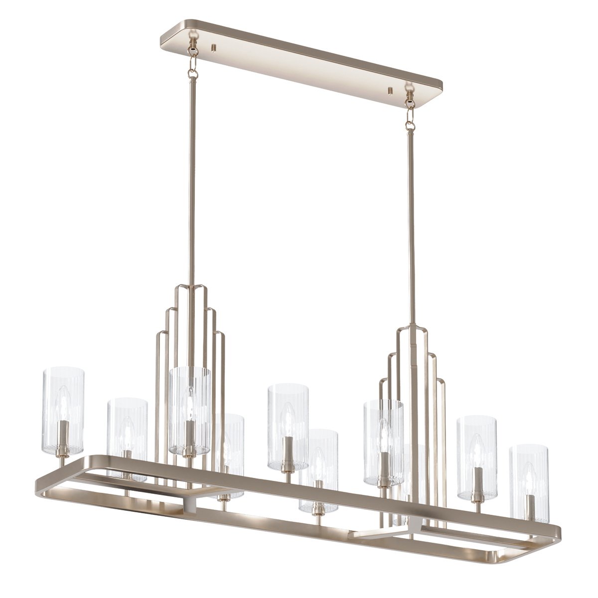 Elstead Lighting Kimrose Kronleuchter linear 10-Light Nickel poliert Klarglas E14