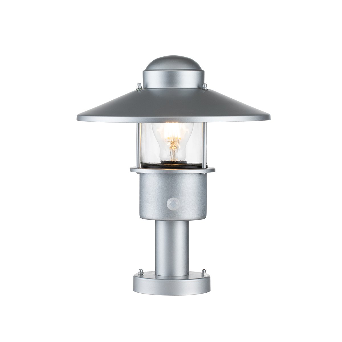 Elstead Lighting Klampenborg Sockelleuchte 1-Light PIR-Bewegungsmelder Silber IP44 E27