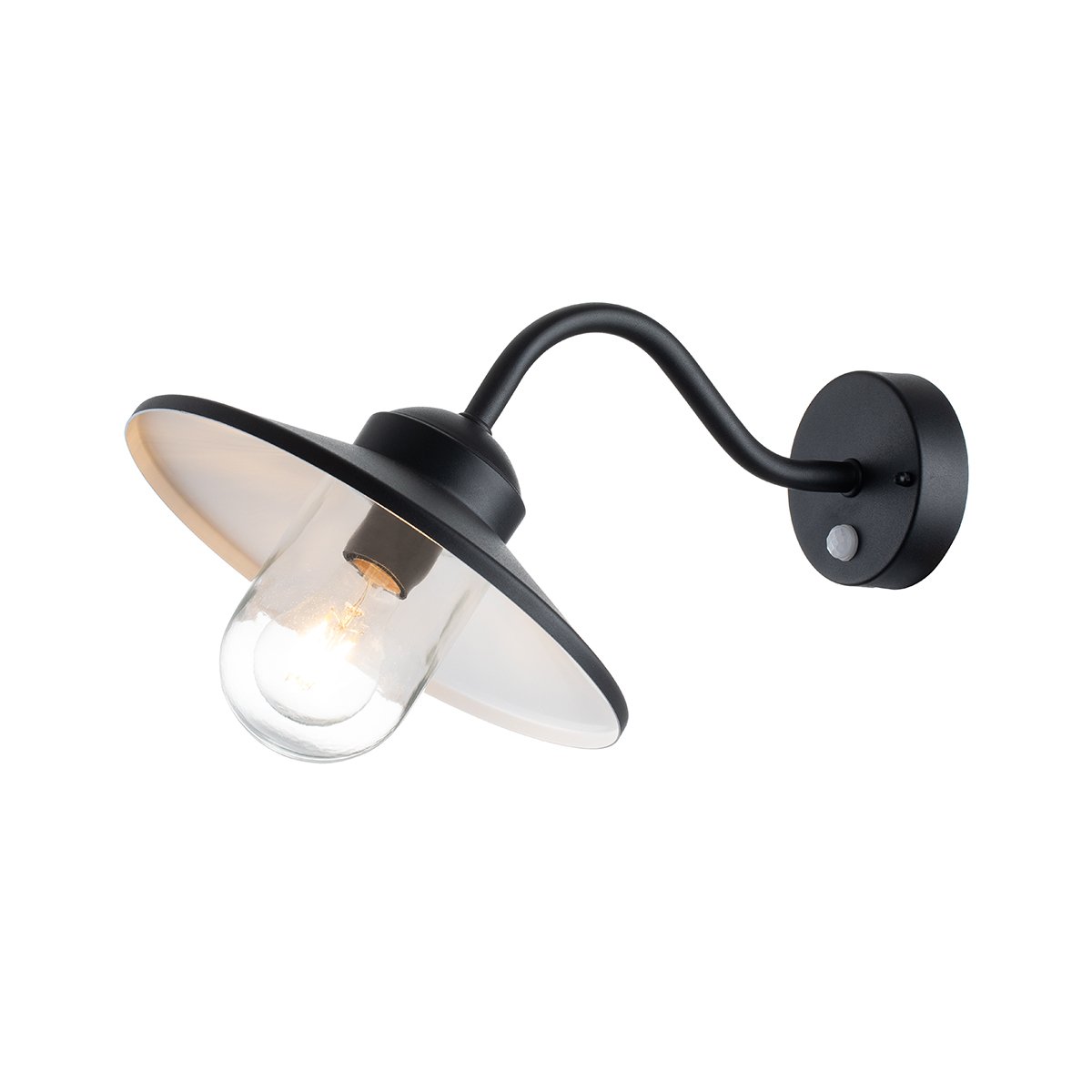 Elstead Lighting Klampenborg Wandleuchte 1-Light PIR-Bewegungsmelder Schwarz IP44 E27