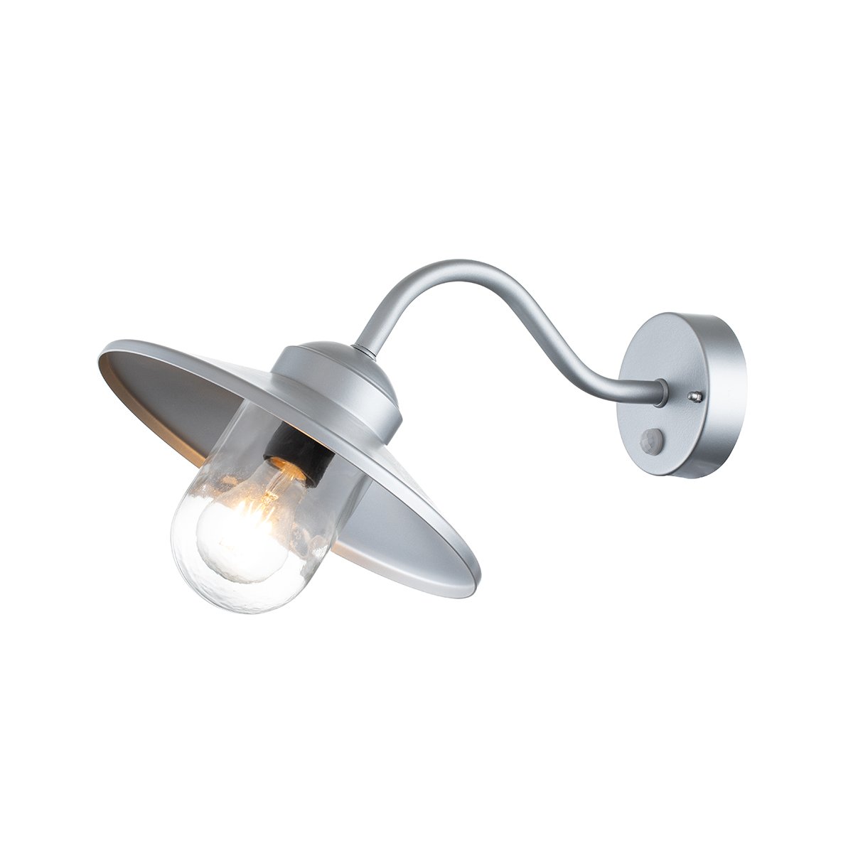 Elstead Lighting Klampenborg Wandleuchte 1-Light PIR-Bewegungsmelder Silber IP44 E27