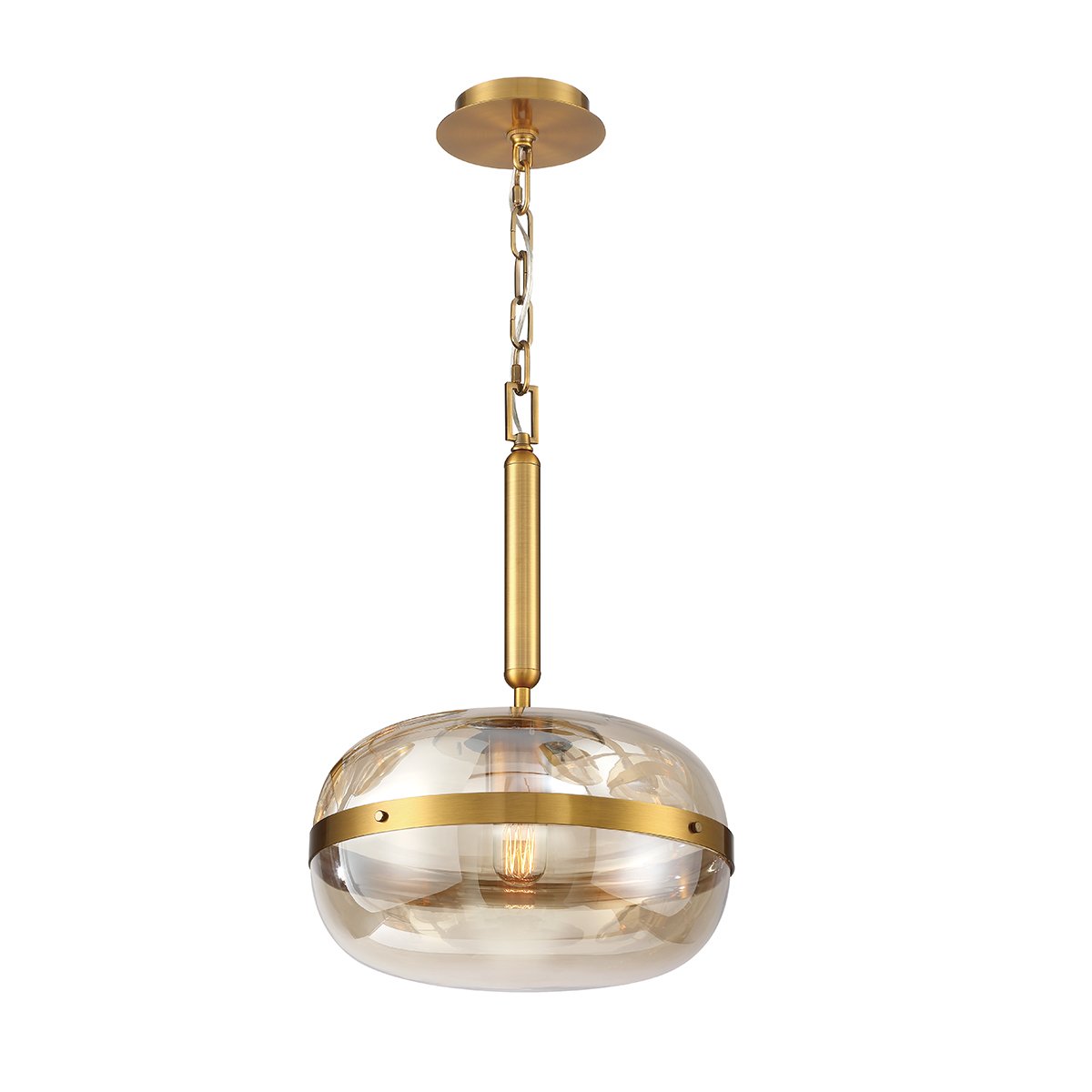 Elstead Lighting LED Pendelleuchte Nottingham 36cm Antikmessing Bernstein