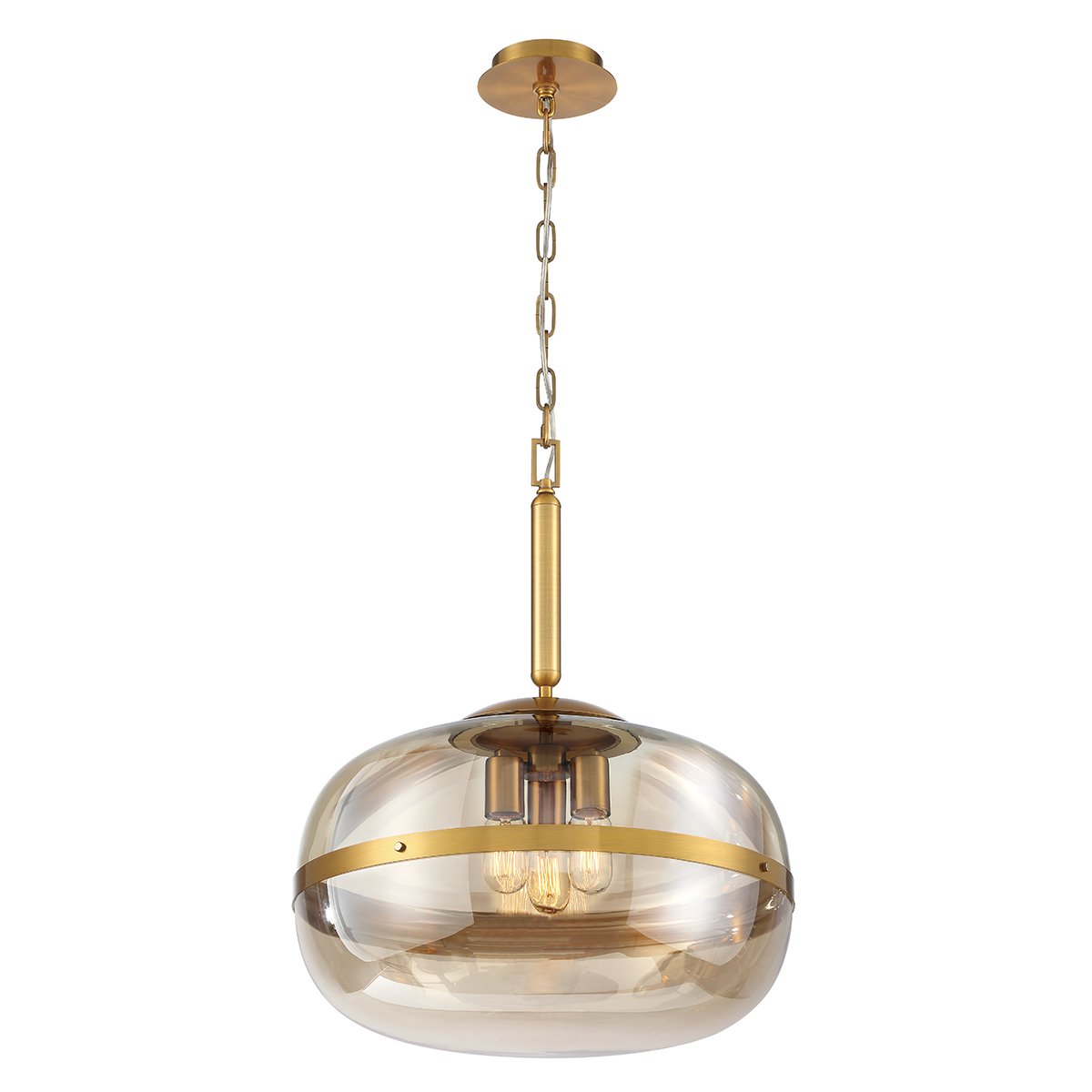 Elstead Lighting LED Pendelleuchte Nottingham 51cm Antikmessing Bernstein