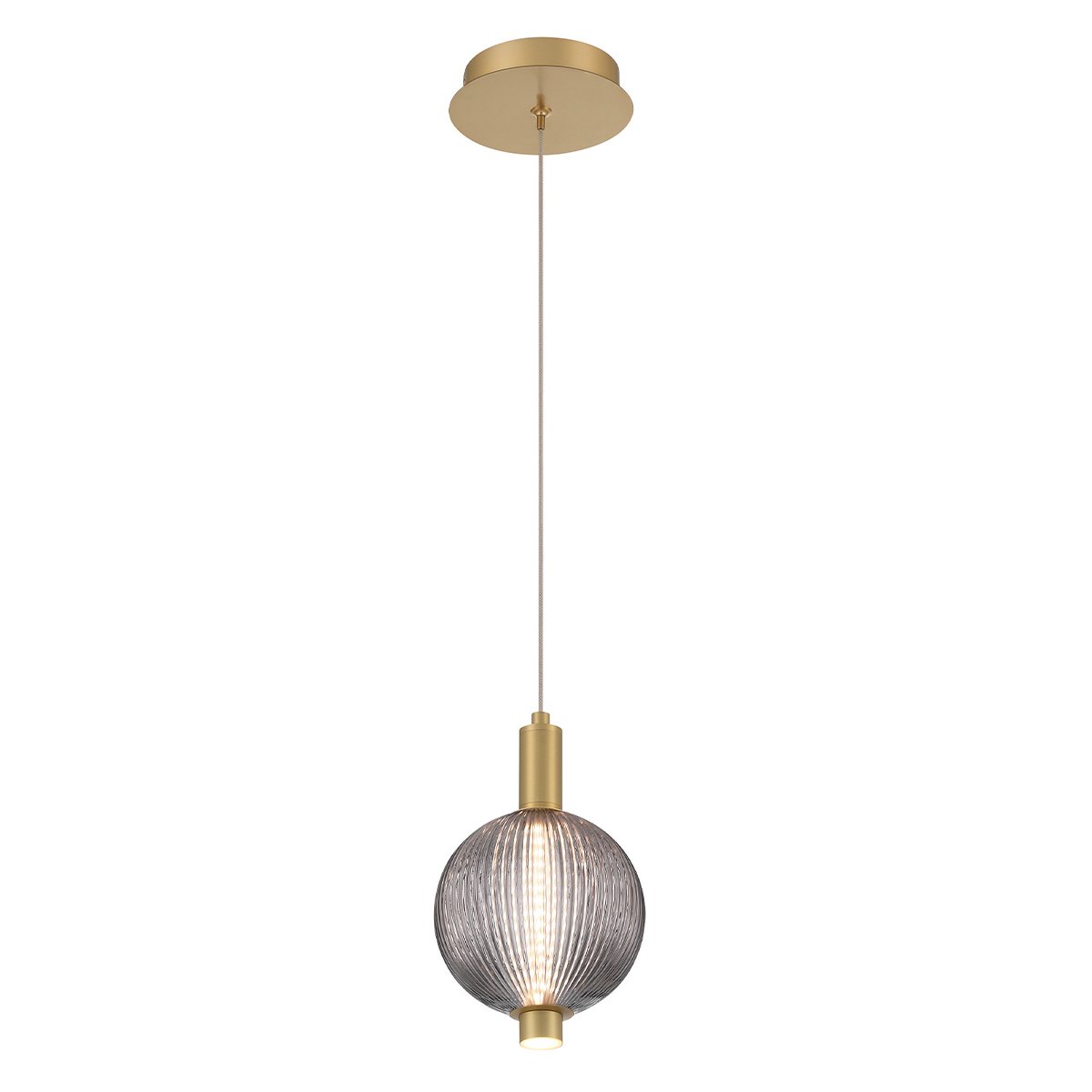 Elstead Lighting LED Pendelleuchte Palmas 1-flammig Gold Rauchglas 3000K