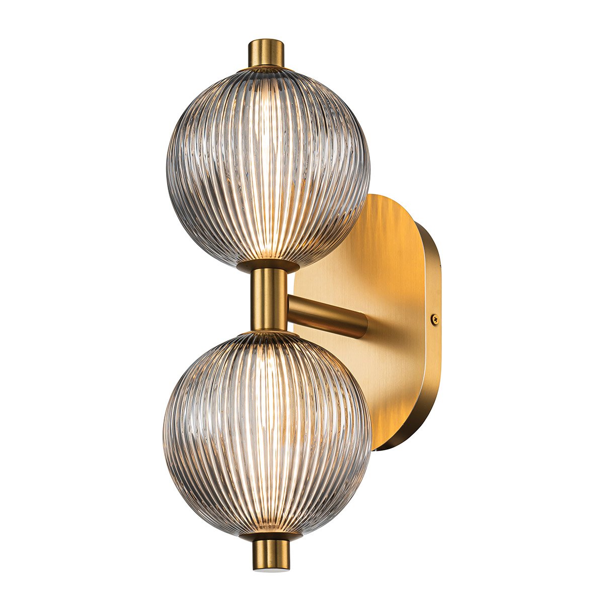 Elstead Lighting LED Wandleuchte Palmas 2-flammig 3000K gold Rauchglas