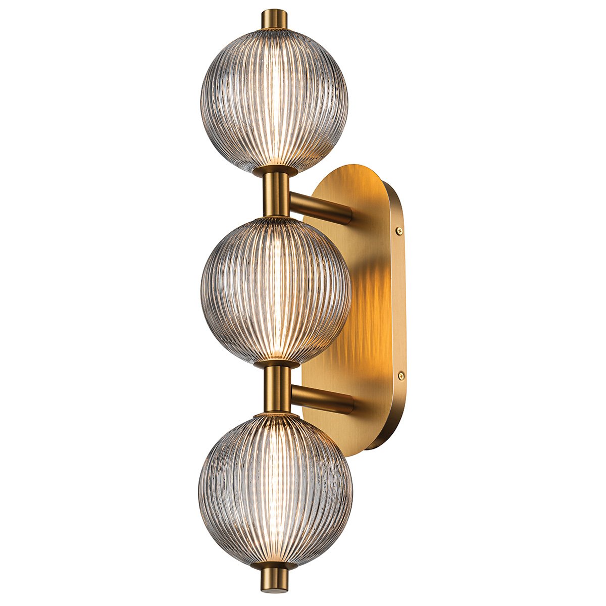 Elstead Lighting LED Wandleuchte Palmas 3-flammig 3000K gold Rauchglas
