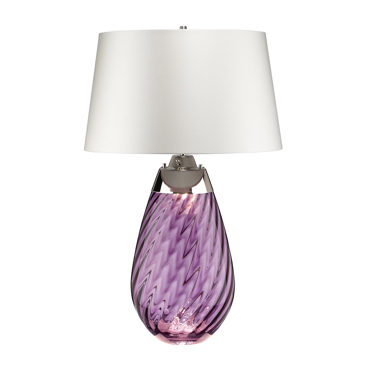 Elstead Lighting Lena Tischleuchte Large 2-Light Pflaume Nickel Stoffschirm Kaltwei� 74cm