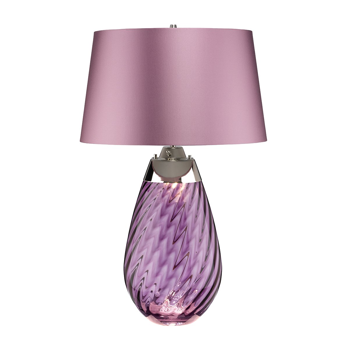 Elstead Lighting Lena Tischleuchte Large 2-Light Pflaume Nickel Stoffschirm lila 74cm