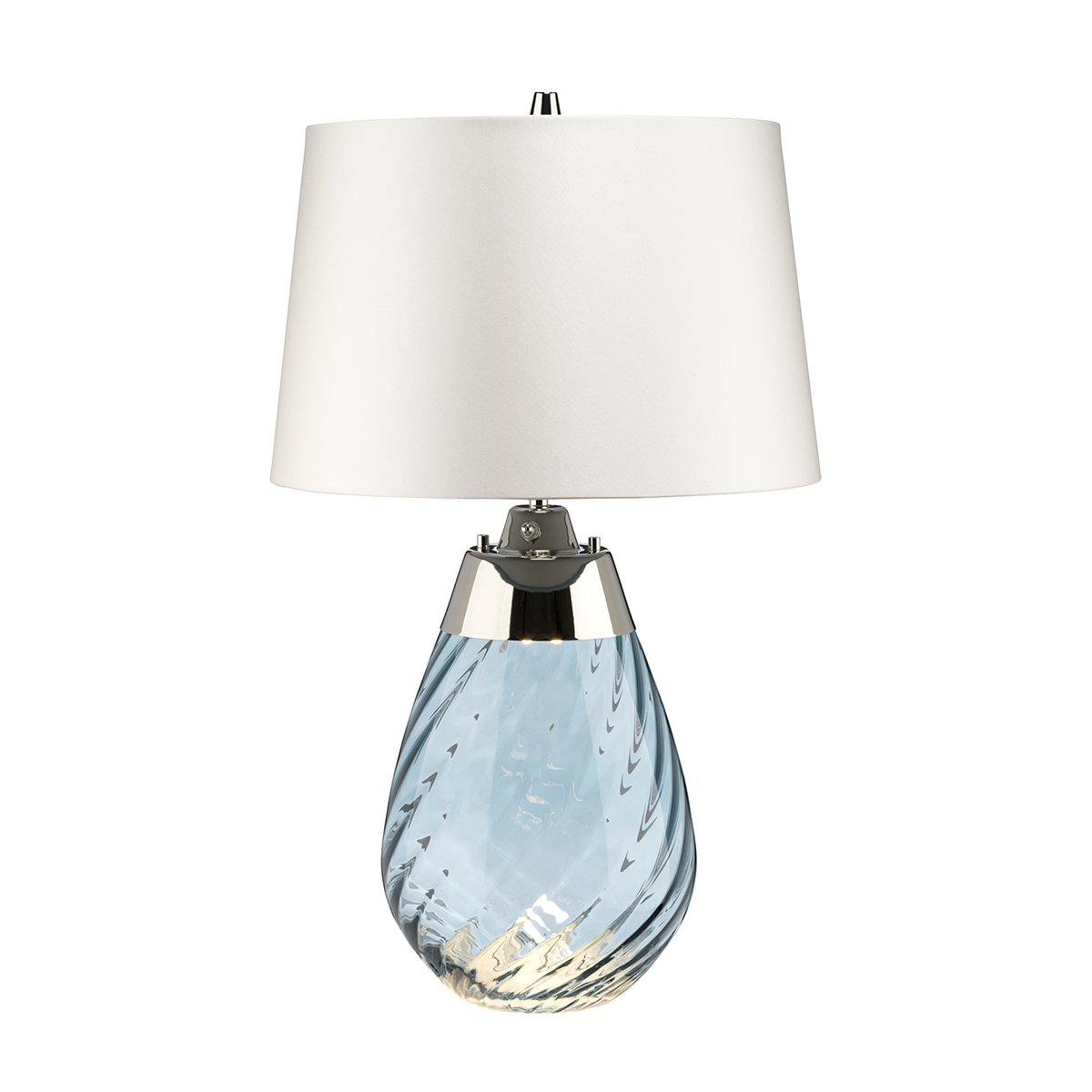 Elstead Lighting Lena Tischleuchte Small 2-Light Blau Nickel Stoffschirm Altwei� 61cm