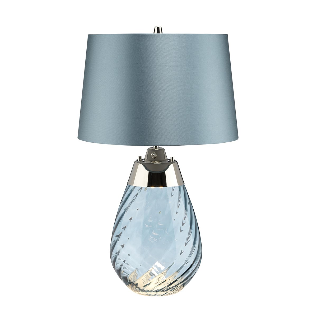Elstead Lighting Lena Tischleuchte Small 2-Light Blau Nickel Stoffschirm Blau 61cm