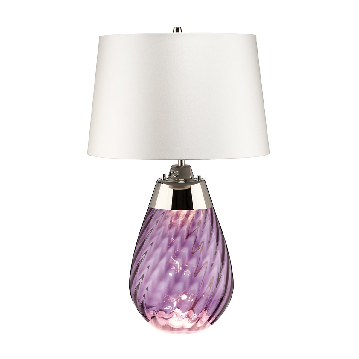 Elstead Lighting Lena Tischleuchte Small 2-Light Pflaume Nickel Stoffschirm Kaltwei� 61cm